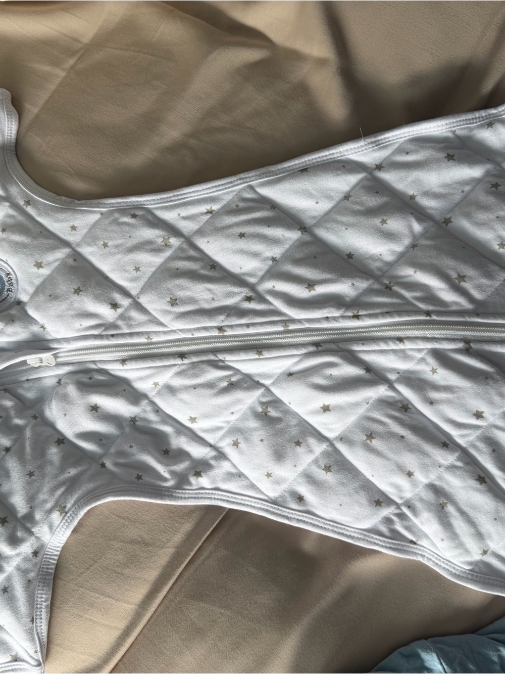 White Quilted Kids Pajama Sleepsack with Gold Stars